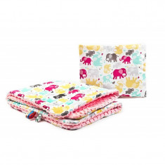 Set lenjerie Sensillo Minky 100x75/35x30 cm Pink Elephants Color foto