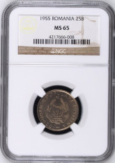 25 BANI 1955 MS 65 NGC - MONEDA DE COLECTIE foto