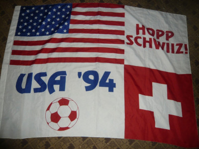 Steag al SUA si Elvetiei la Campionatele Mondiale Fotbal 1994 , dim.= 134x97 cm foto