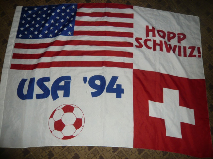 Steag al SUA si Elvetiei la Campionatele Mondiale Fotbal 1994 , dim.= 134x97 cm