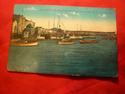 Ilustrata Salonic Grecia - debarcaderul de la Turnul Alb 1921 foto