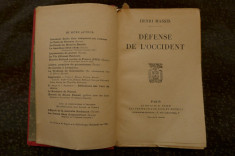 Defense de l&amp;#039;occident de Henri Massis Ed. les petit-fils de plon et nourrit 1927 foto