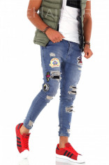 Blugi barbati rupturi conici skinny casual - COLECTIE NOUA - 9242 foto