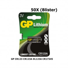 GP CR123 CR123A DL123A EL123A CR17345 baterie cu l Continutul pachetului 50x Blistere foto