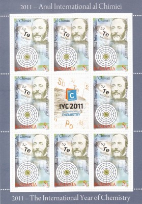 ANUL INTERNATIONAL AL CHIMIEI,MINISHEET 2011, MNH,ROMANIA. foto