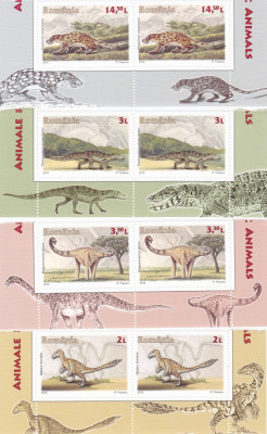 ANIMALE PREISTORICE SERIE CU MARGINE DE COALA 2016, MNH,ROMANIA. foto