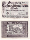 (1) BANCNOTA (NOTGELD) GERMANIA - 100 MILLIONEN MARK 1923,ESCHWEILER SI STOLBERG