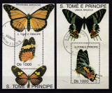 Sao Tome 1992 fauna fluturi MI bl.294,295 stamp. w46, Stampilat