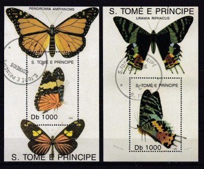 Sao Tome 1992 fauna fluturi MI bl.294,295 stamp. foto