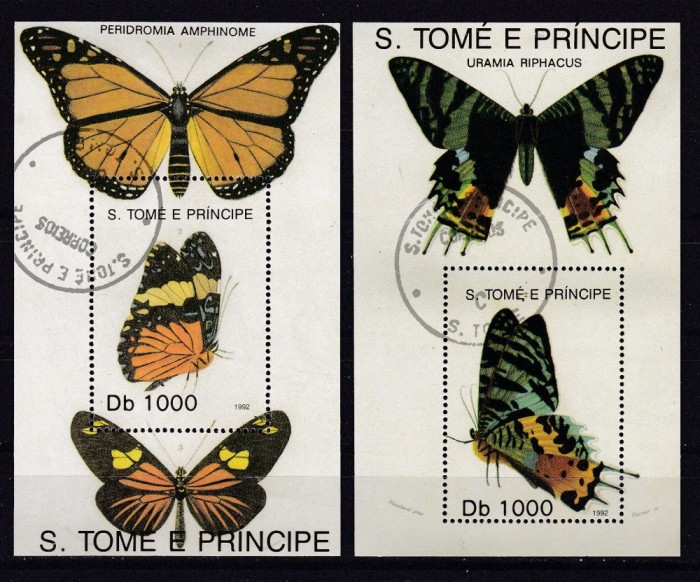 Sao Tome 1992 fauna fluturi MI bl.294,295 stamp.