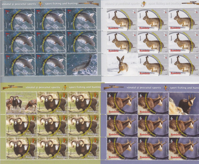 VANATUL SI PESCUITUL SPORTIV MINISHEET 2013, MNH,ROMANIA.