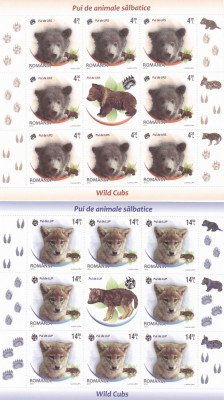 PUI DE ANIMALE MINISHEET 2012, MNH,ROMANIA. foto