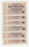 SET 6 BANCNOTE GERMANIA - REICHSBAHN-100 MILLIONEN MARK 1923, SERII CONSECUTIVE