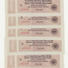 SET 6 BANCNOTE GERMANIA - REICHSBAHN-100 MILLIONEN MARK 1923, SERII CONSECUTIVE