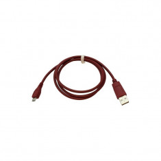 Cablu de date USB 2.0 la Micro USB Culoare Bordeaux, Lungime 95cm foto