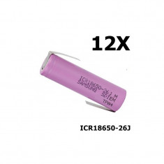 18650 Samsung ICR18650-26J 5.2A Continutul pachetului 12x, Tip Urechi de lipire in foto