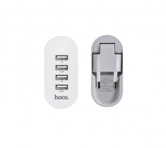 Incarcator retea, Hoco, C19, 4 porturi USB, 4.8 A, Alb foto
