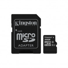 Card Kingston microSDHC (Class 10) + Adaptor SD Capacitate 16GB foto