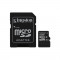 Card Kingston microSDHC (Class 10) + Adaptor SD Capacitate 16GB