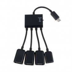 Hub OTG 4 Port USB, 1 Micro USB Power Charging foto