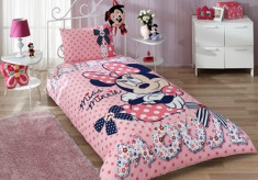 Set Lenjerie de Pat Copii cu Fete de Perna 50x70cm Minnie Mouse Dream TAC Disney Bumbac Natural foto