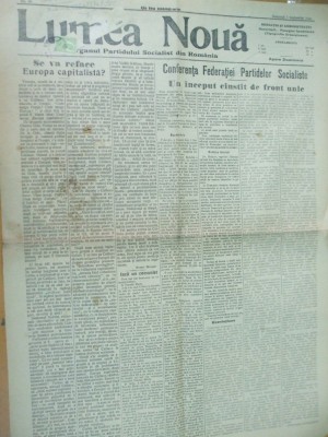 Lumea Noua 3 septembrie 1922 partid socialist Romania Cluj Arad Iasi Banat foto