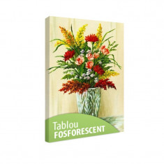 Tablou fosforescent Buchet de flori in vaza de cristal foto