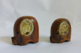 (T) 2 elefanti ceramica, stilizati, miniatura, 3,5 si 3 cm, decor