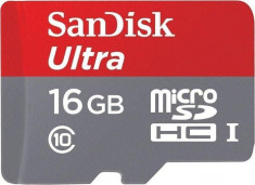 Card Sandisk Ultra microSDHC 16GB 98MB Clasa 10 UHS-I + Adaptor foto