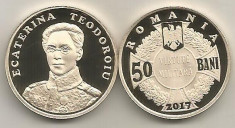 ROMANIA 50 BANI 2017 , 100 ANI ECATERINA TEODOROIU PRIMA FEMEIE OFITER -PROOF foto