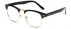Ochelari - Rame cu lentile transparente Retro Negre-Auriu foto