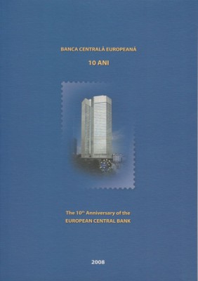 2008 Romania, Mapa filatelica 10 ani Banca Centrala Europeana LP 1804, FDC foto