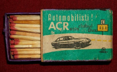 Automobilisti, ACR este clubul dvs. - chibrituri romanesti 1971, cutie din lemn foto