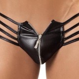 Sexy Chilot Chiloti LLL Straps Underwear Barbati Male Tanga G-string cu Fermoar, M/L, Negru