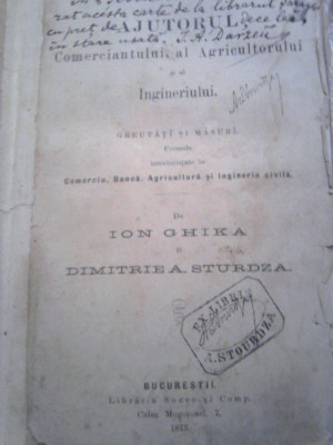 Ion Ghika, Dimitrie A.Sturdza Ajutorul comerciantului, agricultorului...1873 foto