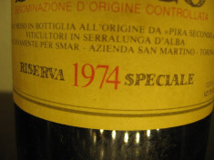 vin vechi de colectie BAROLO, riserva speciale 1974, doc, cl 72, gr 13,5 foto