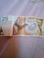 Bancnota florin 25 aruba din anul 2003 uzata... foto