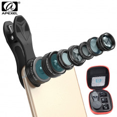 Kit lentile profesionale smartphone 7 in 1 - Fish Eye + 2 in 1 Wide Angle foto