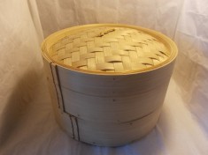 Cos de bambus pentru aburi, Set de gatit la aburi, Bamboo steamer foto