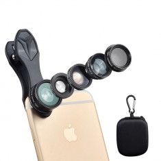 Set lentile profesionale smartphone 5 in 1 - Macro, Fish-eye,Wide Angle foto