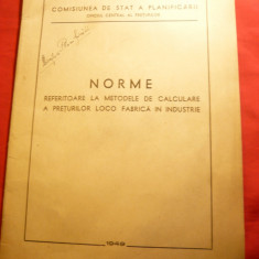 Norme pt. Metode Calcul Pret loco Fabrica in Industrie-Comisia Planificarii 1949