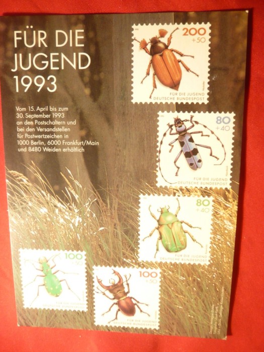 Ilustrata Filatelica - Pentru Tineri 1993 - Insecte- Germania