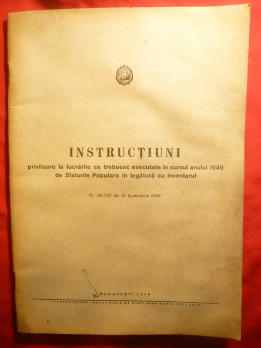 Ministerul de Finante - 1949- Instructiuni pt lucrari de Inventar-Sfaturile Pop.