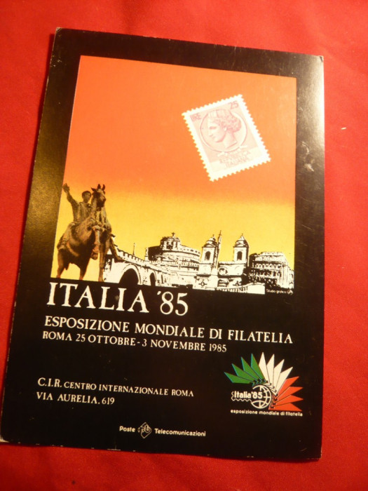 Ilustrata - Reclama - Expozitia Mondiala Filatelie Roma 1985