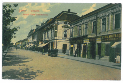 4045 - TURNU-SEVERIN, street Tudor Vladimirescu - old postcard - used - 1913 foto