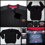 Pulover Barbati Negru Bumbac 100% Baza Gatului Model Soldat Umeri Slim Fit Elegant Casual Fashion