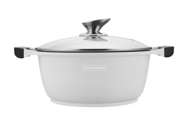 Cratita 26 cm interior marmura royalty line, capac yena, 5l, alb foto mare Cratita 26 cm interior marmura royalty line, capac yena, 5l, alb foto mare