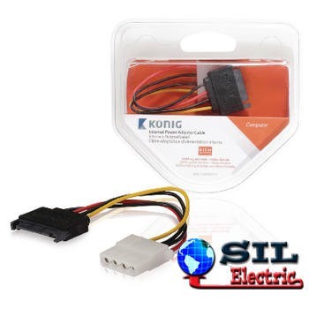 Cablu adaptor Molex tata - 2x SATA 15-pini mama 0.15 m multicolor Konig foto mare Cablu adaptor Molex tata - 2x SATA 15-pini mama 0.15 m multicolor Konig foto mare
