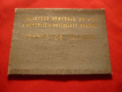 Legitimatie de intrare la Biblioteca Centrala de Stat RSR foto