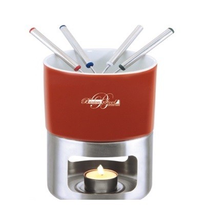 Set Fondue pentru ciocolata, incalzire lumanare, 0.5 L, barton steel, maro foto mare Set Fondue pentru ciocolata, incalzire lumanare, 0.5 L, barton steel, maro foto mare